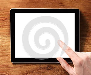 Finger Touching Digital Tablet with White Screen