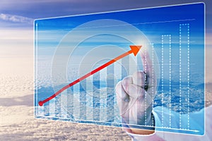 Finger Touching Growth Arrow In Forecasting Chart