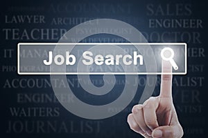 Finger touching a job search button