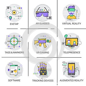 Finger Tracking Device Access Icon Set Modern Visual Technology Collection