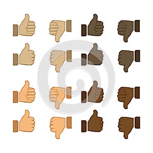 Finger up and down on a white background