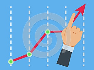 Finger up holding chart arrow