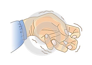 Finger and wrist bend and tremor symptom. photo