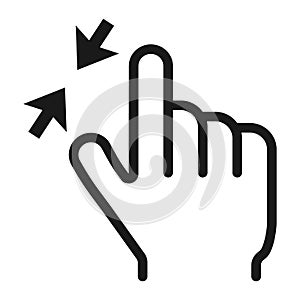 2 finger zoom out line icon, touch and gesture