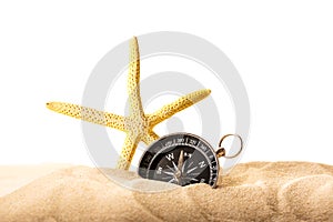 Fingerfish and compass in sand