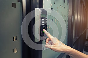 Fingerprint and access control in a office building photo