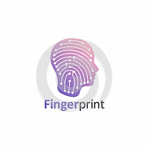 Fingerprint artificial intelligence head logo