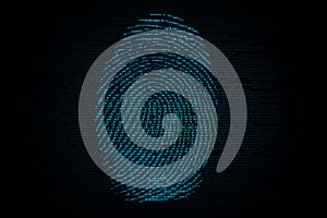 Fingerprint on the background of the binary code