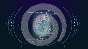 Fingerprint background, secure internet concept. 4k loop background on internet security and technology. ID validation