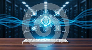 Fingerprint Biometric Digital Security Authentication over Server Network Background