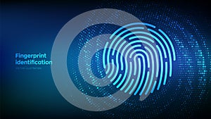 Fingerprint. Biometrics identification and approval. Password control through fingerprints. Cyber security concept. Binary Data