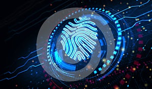 Fingerprint cyber id security and identity symbol digital concept 3d illustration