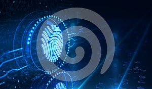 Fingerprint cyber id security and identity symbol digital concept 3d illustration