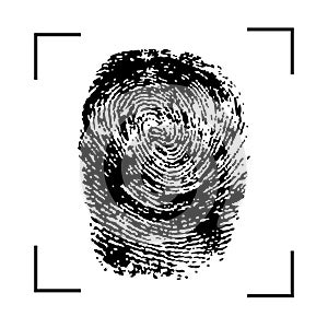 Fingerprint dark scan icon. Fingerprint grey isolated on white background. Vector illustration.