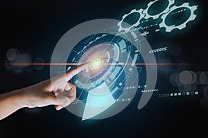 Fingerprint digital scanner. security electronic password code. thumbprint sensor.