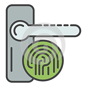 Fingerprint door lock icon color outline vector