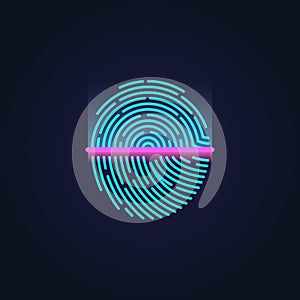 Fingerprint electronic scanning identification system vector illustration