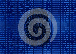 Fingerprint in front of binary background