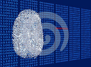 Fingerprint in front of binary background