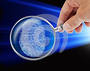 Fingerprint Hand Magnifying Glass Security Hacker