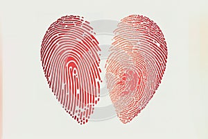 Fingerprint heart isolated vector red thumb print. Generative AI
