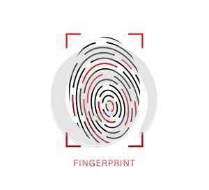 Fingerprint icon. Cyber security concept. Digital security authentication concept. Vector stock illustration