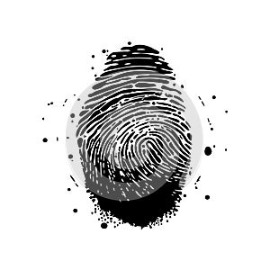 Fingerprint Icon, Finger Print Identity Symbol, Grunge Thumbprint Sign, Fingerprint, ID Vector Illustration