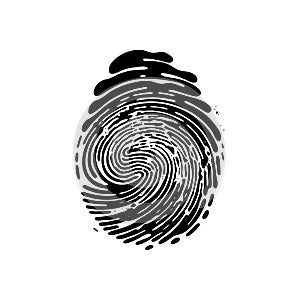 Fingerprint Icon, Finger Print Identity Symbol, Grunge Thumbprint Sign, Fingerprint, ID Vector Illustration