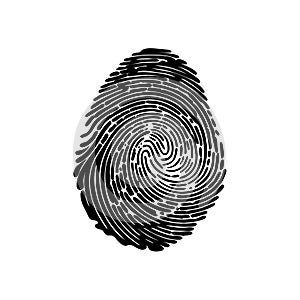Fingerprint Icon, Finger Print Identity Symbol, Grunge Thumbprint Sign, Fingerprint, ID Vector Illustration
