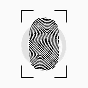 Fingerprint icon. Print of finger with frame isolated on white background.