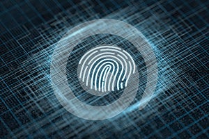 Fingerprint identification concept, technological background, 3d rendering