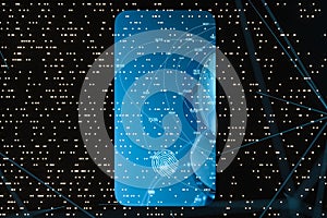 Fingerprint identification concept, technological background, 3d rendering