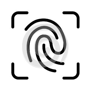 Fingerprint indentification security scan single isolated icon with outline style