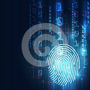 Fingerprint integrated in a printed circuit, releasing binary codes. finger print Scanning Identification System. Biometric Author