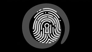 Fingerprint Keyhole Icon - Secure Identity and Access Symbol on Black