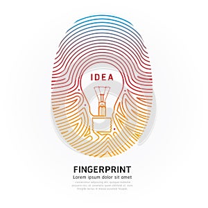 Fingerprint lightbulb color vector design illustration.