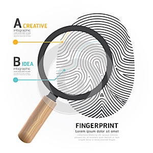 Fingerprint with magnifier vector illustration.