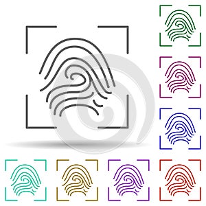 Fingerprint multi color icon. Simple thin line, outline vector of security icons for ui and ux, website or mobile application