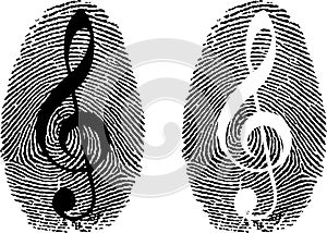 Fingerprint with music symbol