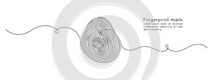 Fingerprint in one continuous line drawing. Abstract password and security finger print id concept in simple linear