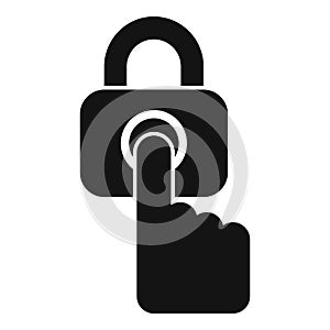 Fingerprint padlock icon simple vector. Secure robbery