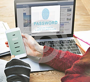 Fingerprint Password Biometrics Technology Concept
