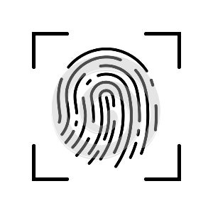 Fingerprint recognition concept. Fingerprint icon. Black thumbprint icon