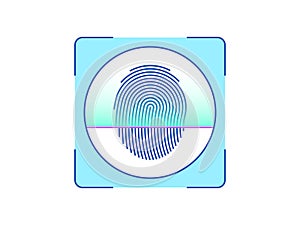 Fingerprint recognition, icon. Biometric scanning system for finger, interface of person identification