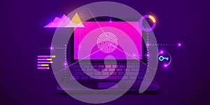 Fingerprint Scan Biometrics Identify Authorization on computer. Data protection and security.