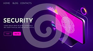 Fingerprint Scan Biometrics Identify Authorization on computer. Data protection and security