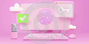 Fingerprint Scan Biometrics Identify Authorization on computer. Data protection and security