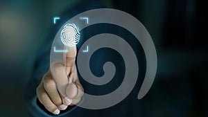 Fingerprint Scan for Digital Security and Biometric Authentication Technology