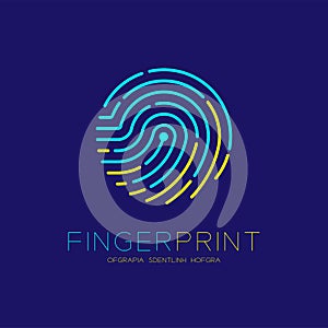 Fingerprint scan logo icon dash line design illustration