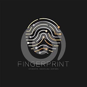 Fingerprint scan logo icon dash line design illustration